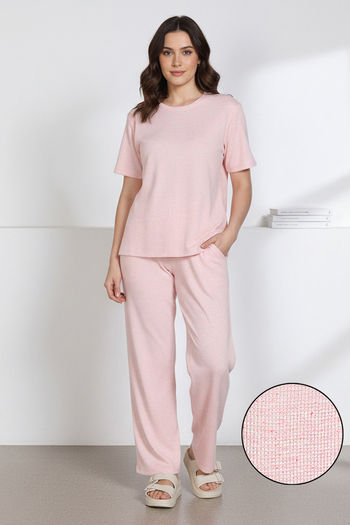 Buy Zivame 2 Mile Fashion Knit Cotton Loungewear Set - Pink Dogwood